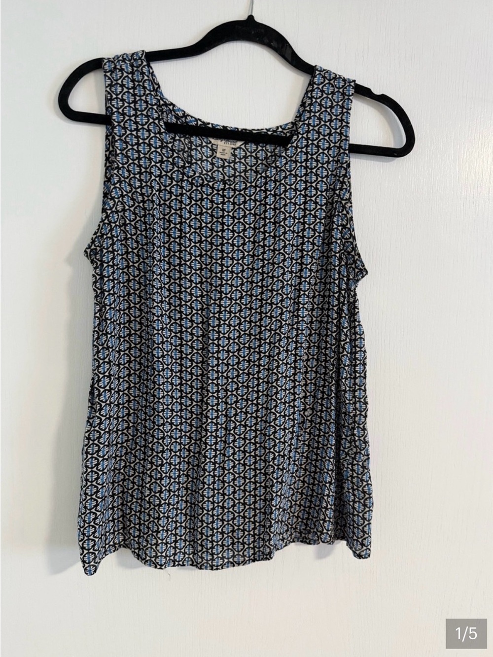Lucky Brand Black and Blue Geometric Scoop Tank size medium - Picture 2 of 5